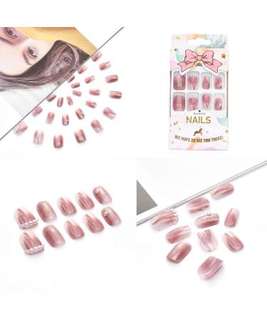 Sethexy Shiny Short Square Nail Tips - Clear Pearl Gradient Sparkle Silver - 24-Piece Complete Cover Art Fake Nails for Women & Girls | International Shipping - Buy Online on GoSupps.com