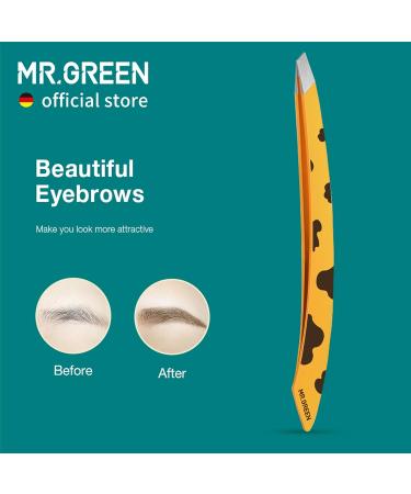 MR.GREEN Curve Handle Eyebrows Tweezers - Professional Stainless Steel Beauty Clip for Fine Hair Removal in Light Yellow - Buy Online on GoSupps.com