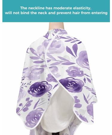 Buy Purple Floral Barber Cape | Adjustable Hair Cutting Cape for Men Women & Kids | Eucalyptus Leaves Design | 55x63 Inch Hairdressing Accessory - International Shipping Available - Buy Online on GoSupps.com
