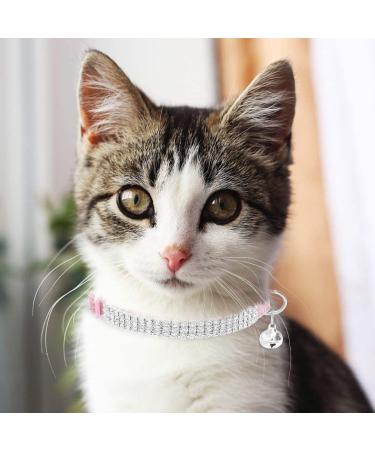 EXPAWLORER Cat Collar Breakaway with Bells - 2 Pack Rhinestone Diamante Collars for Cats and Small Dogs - Adjustable & Safe Velvet Collar in Black + Pink - Buy Online on GoSupps.com