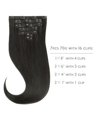 Buy If Salife Clip in Extensions - 70g 7Pcs Real Hair Natural Black 55cm - Remy Clip in Hair Extensions - Buy Online on GoSupps.com