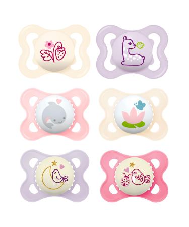 MAM Day & Night Silicone Pacifier 0-6 Girls // Set of 6 // incl. 3 sterilized transport boxes - Buy Online on GoSupps.com