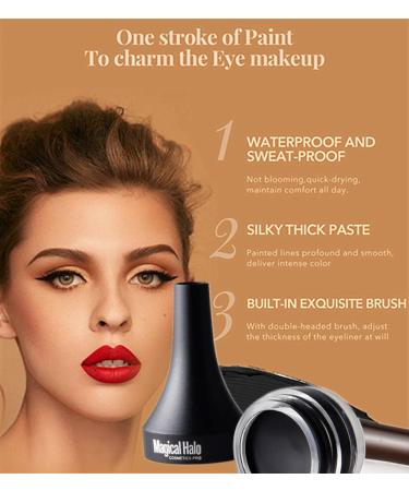 Go Ho Matte Black Gel Eyeliner - Water-proof, Smudge-proof, Long Lasting Cream Eyeliner with Brush - 1Black - Buy Online on GoSupps.com