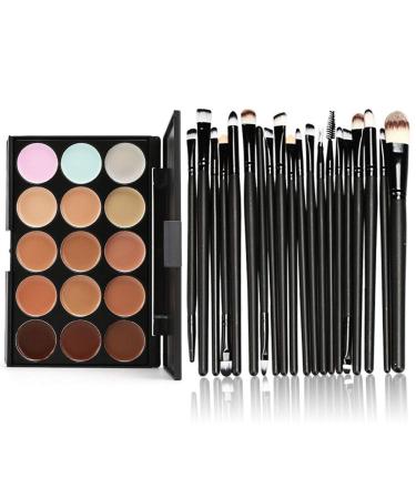 Clement Attlee 15 Colors Contour Face Cream Makeup Concealer Palette Professional + 20 Brush