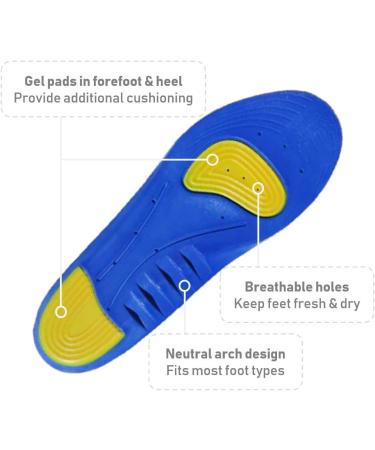 VivoFoot Memory Foam Full-Length Shoe Inserts - Comfort & Athletic Insoles for Men & Women (Men 7-12) - Buy Online on GoSupps.com