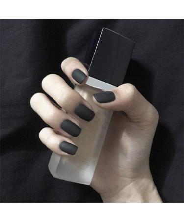 Hujl artificial nails 24 pieces/set black matt matte false nails full cover soft short quadratic head wrong nails artificial nail skills art art