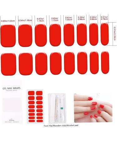 Gel Nail Stickers Semi Cured Gel Nails Self Adhesive Nail Stickers Full Wraps Nail Polish Strips Stick On Gel Nails Art Bright Red - Buy Online on GoSupps.com