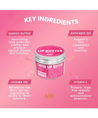 100% Natural Tinted Lip Butter - Clean Petroleum-Free Lip Mask & Moisturizer | Intensive Dry Lips Therapy with Mango Butter (Light Pink - Buy Online on GoSupps.com