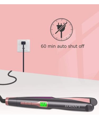 LANDOT 2-in-1 Hair Straightener and Curler - Professional Negative Ion Flat Iron - Adjustable Temp - Instant Heating - Dual Voltage - Black - Buy Online on GoSupps.com