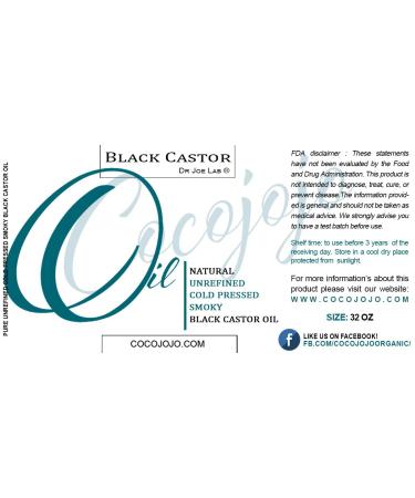 Dr Joe Lab Jamaican Black Castor Oil - Pure Natural Smokey Cold Pressed - Bulk 32 oz - Bulk Non GMO Paraben-Free Hair Face Skin Body Eyebrows Eyelash Locs - Buy Online on GoSupps.com