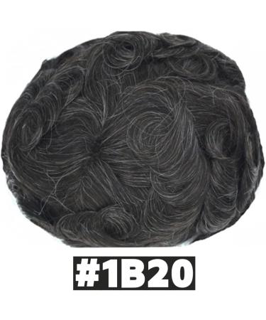 Hairnotion French Lace Toupee with 2 PU Base Off Black 1b# for Men - Natural Hairpiece with 20% Gray (1b20#) - Buy Online on GoSupps.com