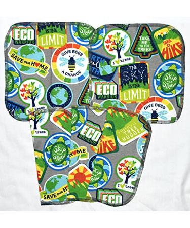 1 Ply Save the Earth Printed Flannel Washable Kids Lunchbox Napkins 8x8 inches 5 Pack - Little Wipes (R) Flannel