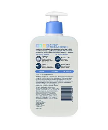 CeraVe Baby Wash & Shampoo | 2-in-1 Tear-Free Cleanse for Baby's Skin & Hair | Gentle Baby Soap with Vitamin E | 16 oz - Buy Online on GoSupps.com