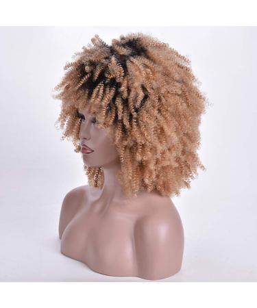 SHIYID Short Curly Blonde Afro Wig Heat Resistant Synthetic Wig for Women with Dark Roots Perfect for African American Hair - Buy Online on GoSupps.com