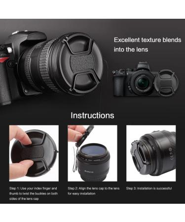 2 Pack 55mm Center Pinch Lens Cap for Nikon Canon Sony DSLR Cameras | Compatible with Nikon D3400 D3500 D5500 D5600 D7500, Sony FE 35mm f1.8/FE 28-70mm f3.5-5.6 OSS | Fits Any 55mm Thread Lenses - Buy Online on GoSupps.com