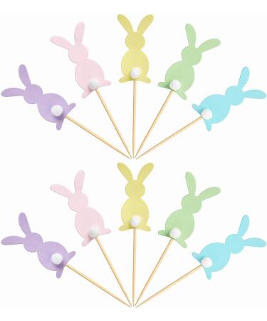 Hosiwei Easter Bunny Food Picks for Cake Decoration 25Pcs Wooden Bunny Picks with Spring Theme for Easter Party Supplies Easter Decorations for Dessert Table - Buy Online on GoSupps.com