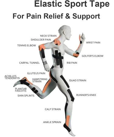 Kinesiology Tape Precut (3 Rolls) Pain Relief Adhesive for Muscles Shin Splints Ankle Neck Knee & Shoulder Promotes Recovery & Providing Support 2" x 19.7 Feet per Roll Total 72 Precut Strips Beige - Buy Online on GoSupps.com
