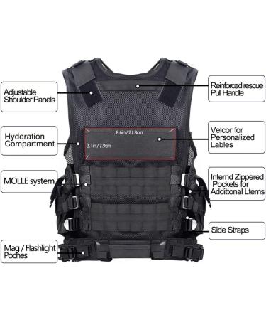 YAKEDA Tactical Vest Outdoor Ultra-Light Breathable Training Vest Adjustable for Adults Black - Buy Online on GoSupps.com