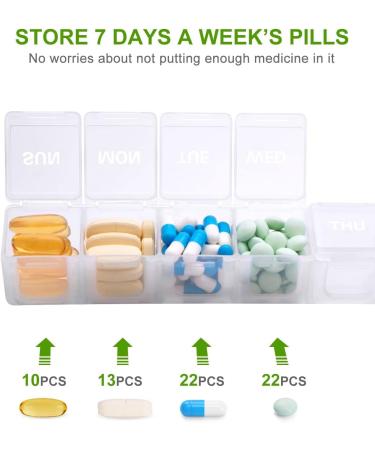 Sukuos Extra Large Weekly Pill Organizer - Arthritis Friendly, BPA Free, Easy to Clean - White - Buy Online on GoSupps.com