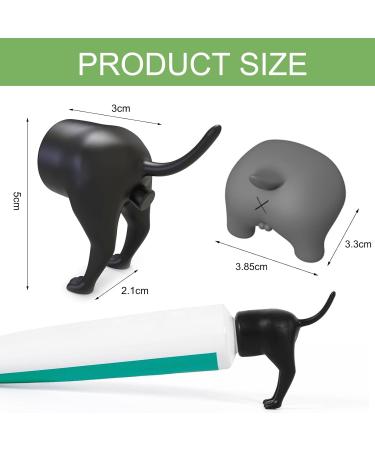 DUNBE Pooping Dog Butt Toothpaste Topper Funny Gift 4 Pack Cute Dog Butt Toothpaste Dispenser Funny Toothpaste Cap Toothpaste Squeezer(Black+Grey) - Buy Online on GoSupps.com
