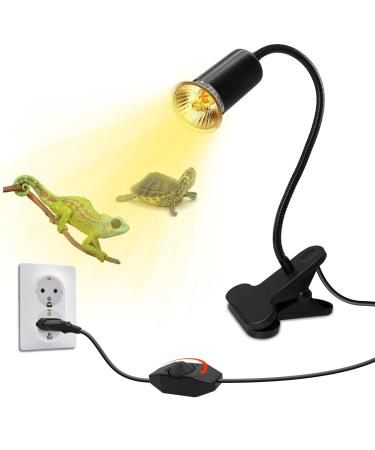 Turtle heat lamp for aquarium reptiles with 240cm cable UVB Lamp lamp Terrarium with clip reptile heating lamp with 40cm adjustable swan neck E27 heat radiator aquarium animals (no light bulb) black turtle 1 piece