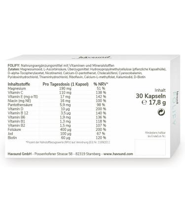 H vsund Folify Vitamins for Women in Pregnancy | 30 Capsules | Folate Folic Acid Iodine Biotin & Magnesium | Essential Vitamins for Expectant Mothers - Buy Online on GoSupps.com