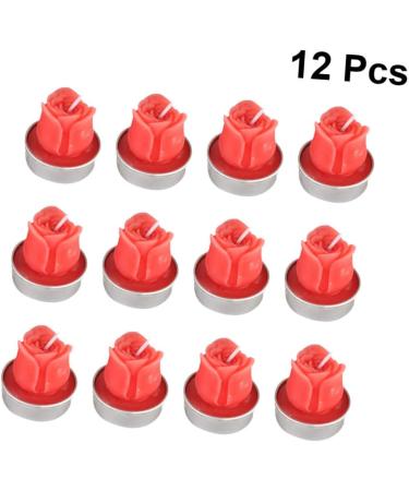 LIFKICH 12pcs Home D cor Tea Lights Candles Wedding Decoration Valentine Candle Tealight Candles Home Decor Baby Showers Candles Decorative Candles for Valentine's Day Rose Proposal Red Red 4*3.5cm - Buy Online on GoSupps.com