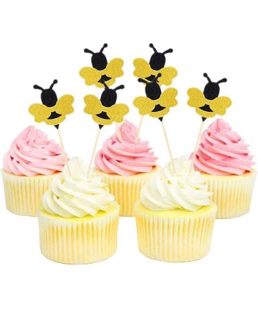 Obuy 24 decorazioni per cupcake a forma di ape glitterate per feste e feste di nascita - Buy Online on GoSupps.com