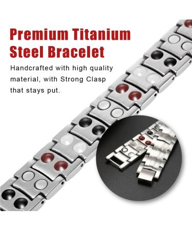 Jitnga Titan Magnetic Bracelet for Men & Women - Unisex Silver & Black Stone Jewelry - Buy Online on GoSupps.com