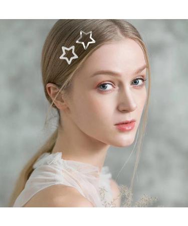 Star Hair Clips 20 Pcs Hollow Star Hair Clips Non-slip Metal Snap Barrettes Silver Star Snap Hair Clips Wedding Hair Accessories Cute Hair Accessories for Women Girls for Daily Use Parties - Buy Online on GoSupps.com