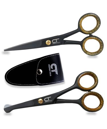 CT 4.5" Small Hair Scissors Set - Moustache & Beard Trimming for Men Precise Facial Ear Nose Pubic Haircutting Round Tip Scissors for Baby Kids (Small Trimming Scissors Set)