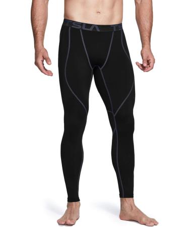 Shop TSLA Men's Thermal Compression Underwear | Winter Sports Leggings with Fleece Lining - Heatlock Technology | Black & Charcoal - Buy Online on GoSupps.com