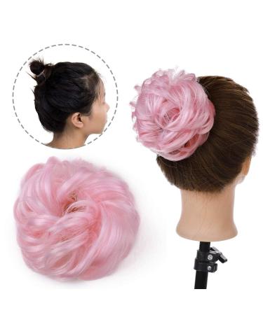Silk-Co 35g Hair Part with Rubber Band - Wavy Soft Bun Hair Extensions in Light Pink | Thickening Messy Updo - Buy Online on GoSupps.com