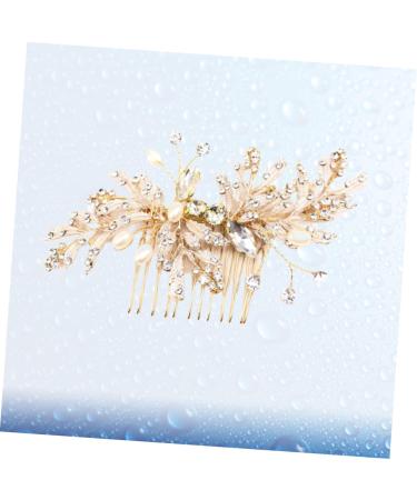 DOITOOL Gold Side Comb Hair Crystals Decor Alloy Hair Comb Hair Claw Hatchet Comb Floral Headpiece Crystal Flower Comb Rhinestone Headpiece Crystal Decor Accessories Pearl Bride - Buy Online on GoSupps.com