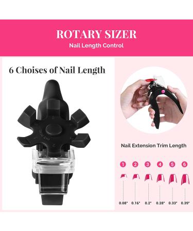 AIRSEE Adjustable Nail Clipper for Acrylic Nails with Sizer and Catcher - Nail Tip Cutter with Length Measurement Dial for Salon or Home Manicure - Black - Buy Online on GoSupps.com