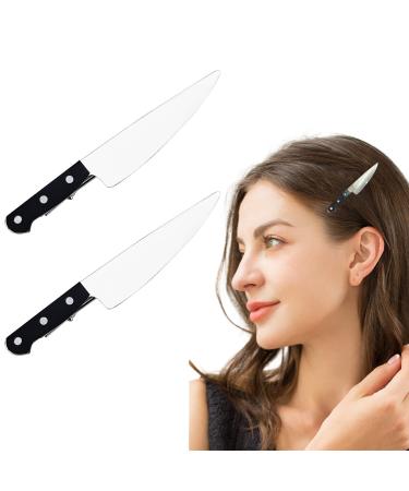 2 PACK Mini Knife Hair Clip Women's Fashion Punk Creative Hip Hop Tableware Acrylic Cosplay Halloween Party Hair Accessoriesfor Women Girls