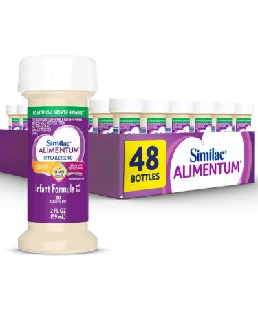 Similac Alimentum with 2’-FL HMO Hypoallergenic Infant Formula, for Food Allergies and Colic, Suitable for Lactose Sensitivity, Ready-to-Feed Baby Formula, 2-fl-oz Bottle, Pack of 48