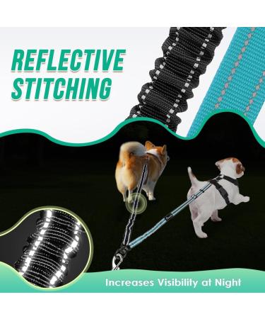 SlowTon Double Dog Leash Coupler No Tangle 360 Swivel Dual Leashes for Walking 2 Dogs Adjustable Length Reflective Splitter Leash for Training Small Dogs (Black&Teal) For Small Dogs C-black&teal - Buy Online on GoSupps.com