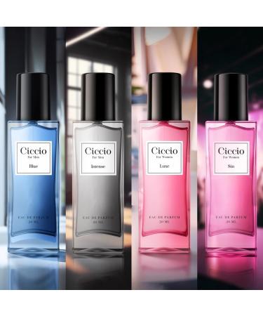Cicci'o Unisex Eau De Perfume Blue and Intense for Men + Luxe and Sin for Women | Premium Long Lasting Luxury Fragrance Scent|Perfect Perfume for Summer (Pack of 4) 20ml each - Buy Online on GoSupps.com