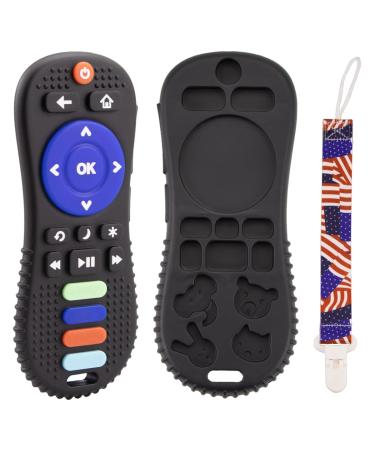 Remote teether for Baby Teething Toys for Babies 0-6months 6-12months Soft Silicone Baby Teething Toys (Black)
