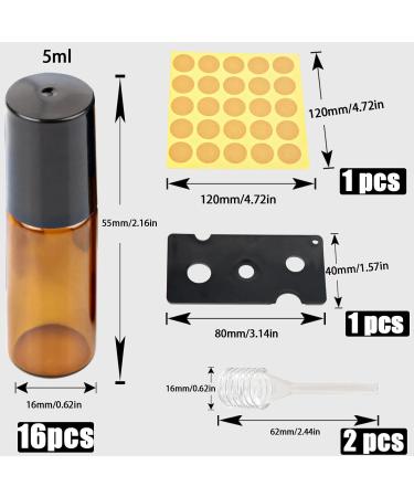 Essential Oil Roller Bottles 16Pcs 5ml Empty Rollerball Bottle Roll on Bottles with Stainless Steel Roller Balls Amber Glass Roller Bottles for Essential Oils Perfumes Cosmetics Aromatherapy Massage 5ml 16pcs Brown - Buy Online on GoSupps.com