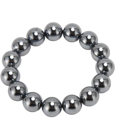 Terahertz Stone Bracelet for Blood Circulation | 14mm Round Pearl Chain for Men & Women | Safe & Comfortable Wear - Buy Online on GoSupps.com