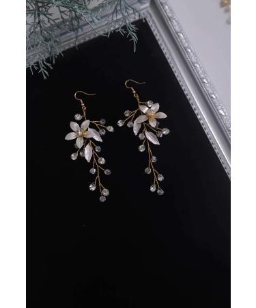 Denifery Handmade Flower Chandelier Earrings - Bridal Pearl & Rhinestone Dangle Jewelry for Weddings & Daily Wear - Buy Online on GoSupps.com