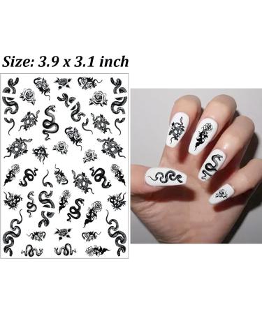3D Gothic Snake Nail Art Stickers Decals - 8 Sheets - Buy Online on GoSupps.com