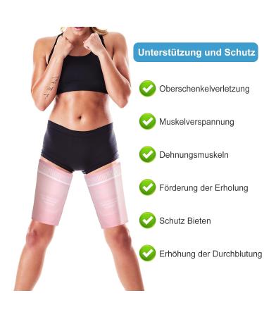 Compression Thigh Bandage for Men & Women - Ventilated Non-Slip Support for Muscle Tears - 2 Pack XL Pink - Buy Online on GoSupps.com