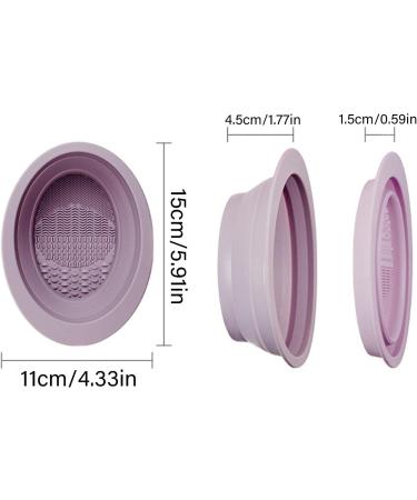 WOTEG Brush Cleaning Mat | Foldable Cosmetic Brushes Scrubber Bowl Washing Tool For Makeup Sponge Powder Puff Cleaning Cosmetics Accessories Purple - Buy Online on GoSupps.com