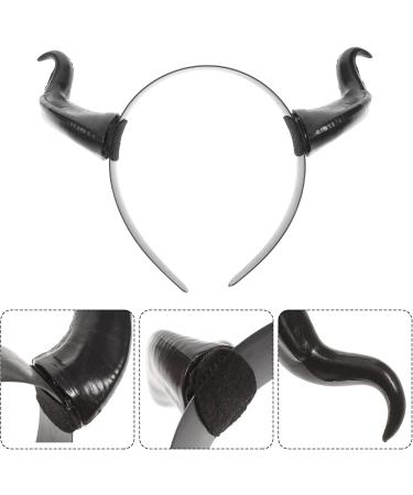 Lurrose Black Devil Horn Headband Demon Horns Headband Black Horn Headpiece Black Horns Accessory Halloween Costume for Party Halloween Cosplay - Buy Online on GoSupps.com