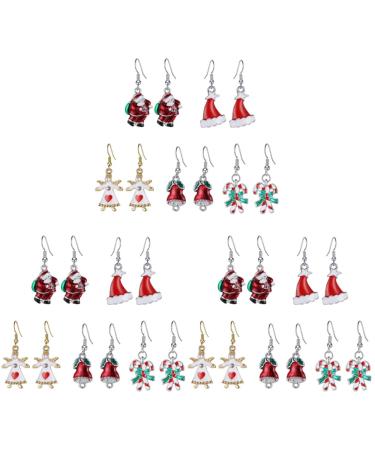 ABOOFAN 15 Pairs Ear Hooks Earrings Christmas Ear Drops Festive Ear Decors Ear Jewelry for Women Girls (Assorted Styles)