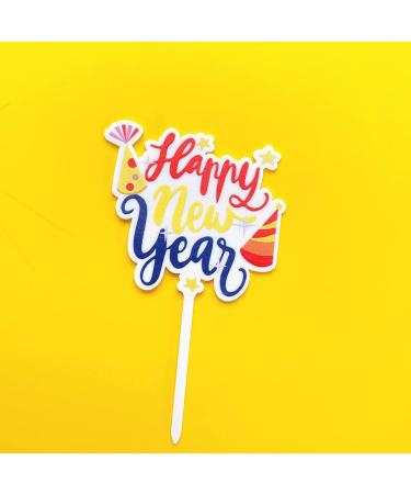 Personalised Cake Toppers Cake Decorations 1pcs Colorful Happy New Year Cake Toppers Creative Cupcake Topper Dessert Decorations Supplies for New Year (Color : E) (Color : B) (Color : G) - Buy Online on GoSupps.com