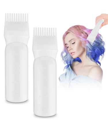 Wy Lighting Level 2 piece of hair oil applicator root ridge Applicator bottle 170 ml plastic hair oil applicator Bottle with a graded scale hair care (white)